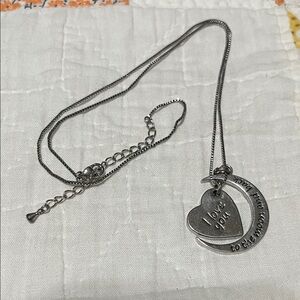 Silver Heart and Moon Pendant Necklace
